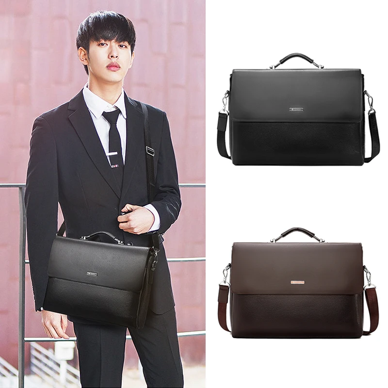 Top Trends: Fashion Leather Briefcase For Men Designer Work Business Tote Bolsas Handbag Cross Shoulder Square A4 Side Crossbody Laptops Bag Shoppable Styles