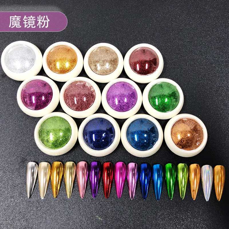 Top Trends: Nail Mirror Chrome Shimmer Glitter Holographic Colorful Dust Metallic Effect Pigment Powder ForUV Gel Polish Nail Art Decoration Shoppable Styles