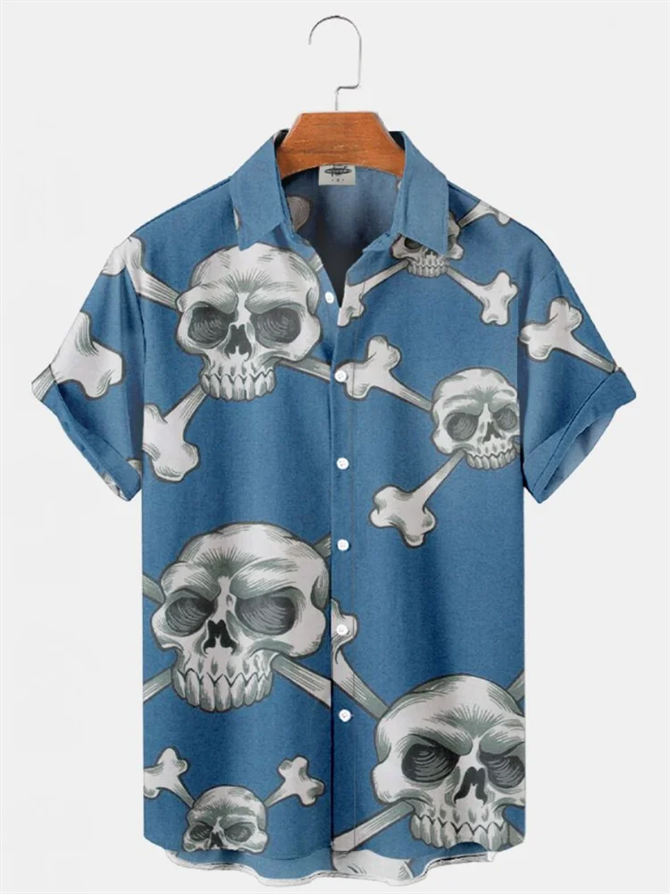 Top Trends: Summer Men&#039;s Hawaiian Beach Casual Shirts Skull 3D Printed Short Sleeves Lapel Style Retro Fashion Floral Imported Clothing Shoppable Styles