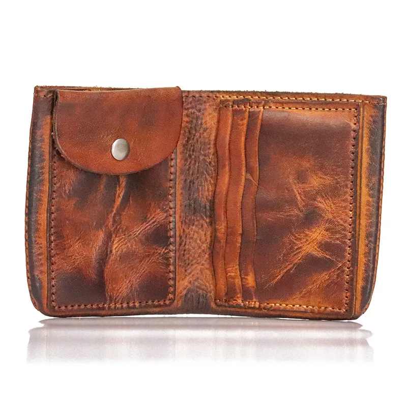 Top Trends: Men&#039;s Genuine Leather Bifold Wallet Vintage Natural Leather Short Purse Coin Pocket Card Holder Coin Purse Male Clutch Wallets Shoppable Styles