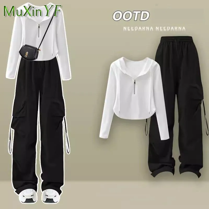 Top Trends: Women&#039;s 2023 Autumn New Tracksuit Matching Set Korean Elegant Hoodie Sweater+ Casual Cargo Pants Two Piece Female Sprtwear Suit Shoppable Styles