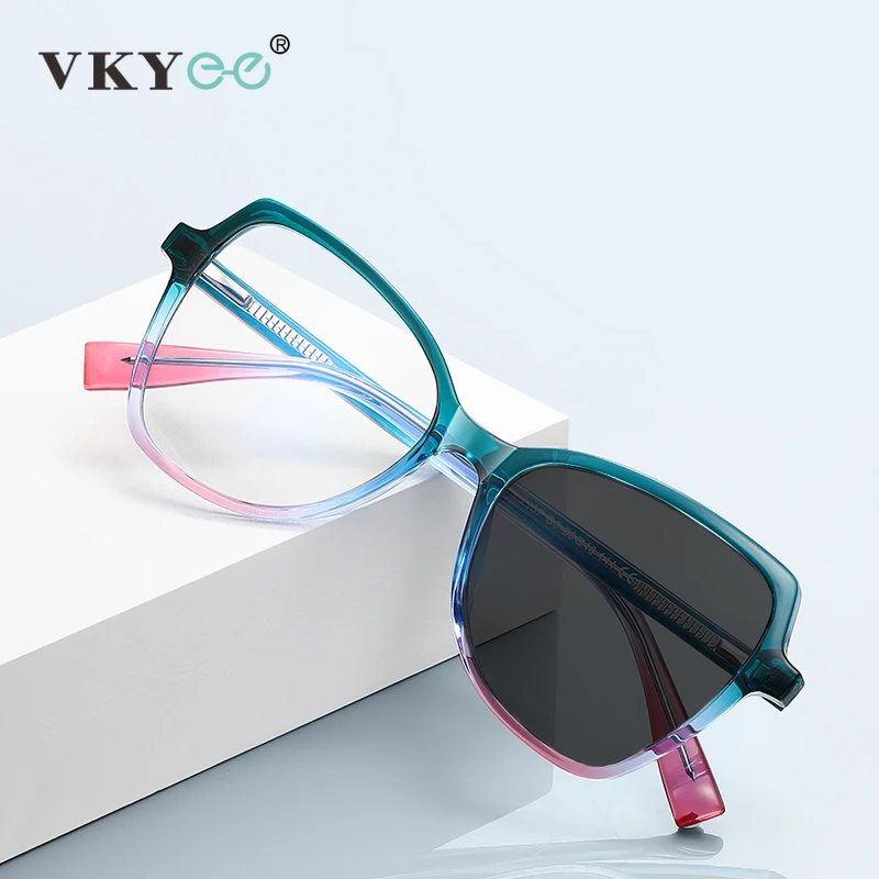 Top Trends: VKYEE Stylish Large Frame Women's Eyeglasses Geometric Design Anti-Blue Light Glasses Photochromic Customizable Prescription Shoppable Styles