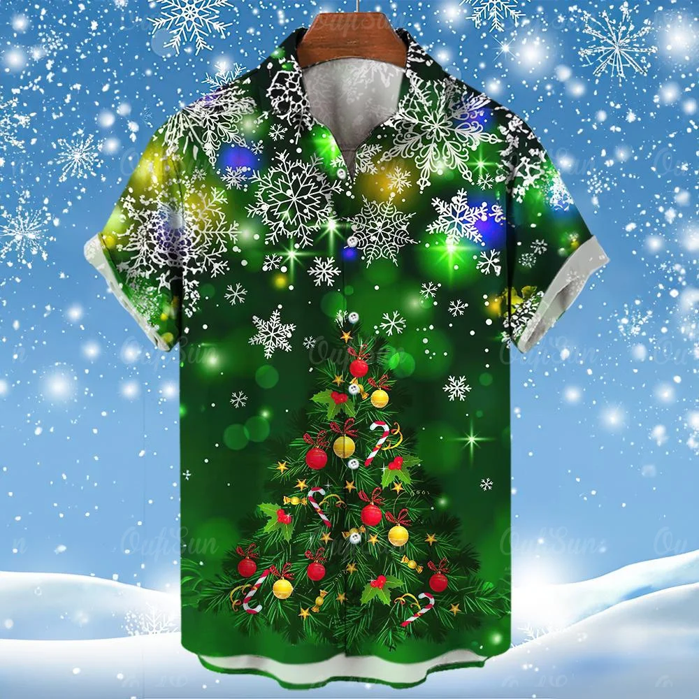 Top Trends: 2024 Christmas Fashion Men's Shirts 3d Print Short Sleeve Casual Lapel Christmas Shirt Holiday Men's Clothing Hawaiian Shirt Men Shoppable Styles