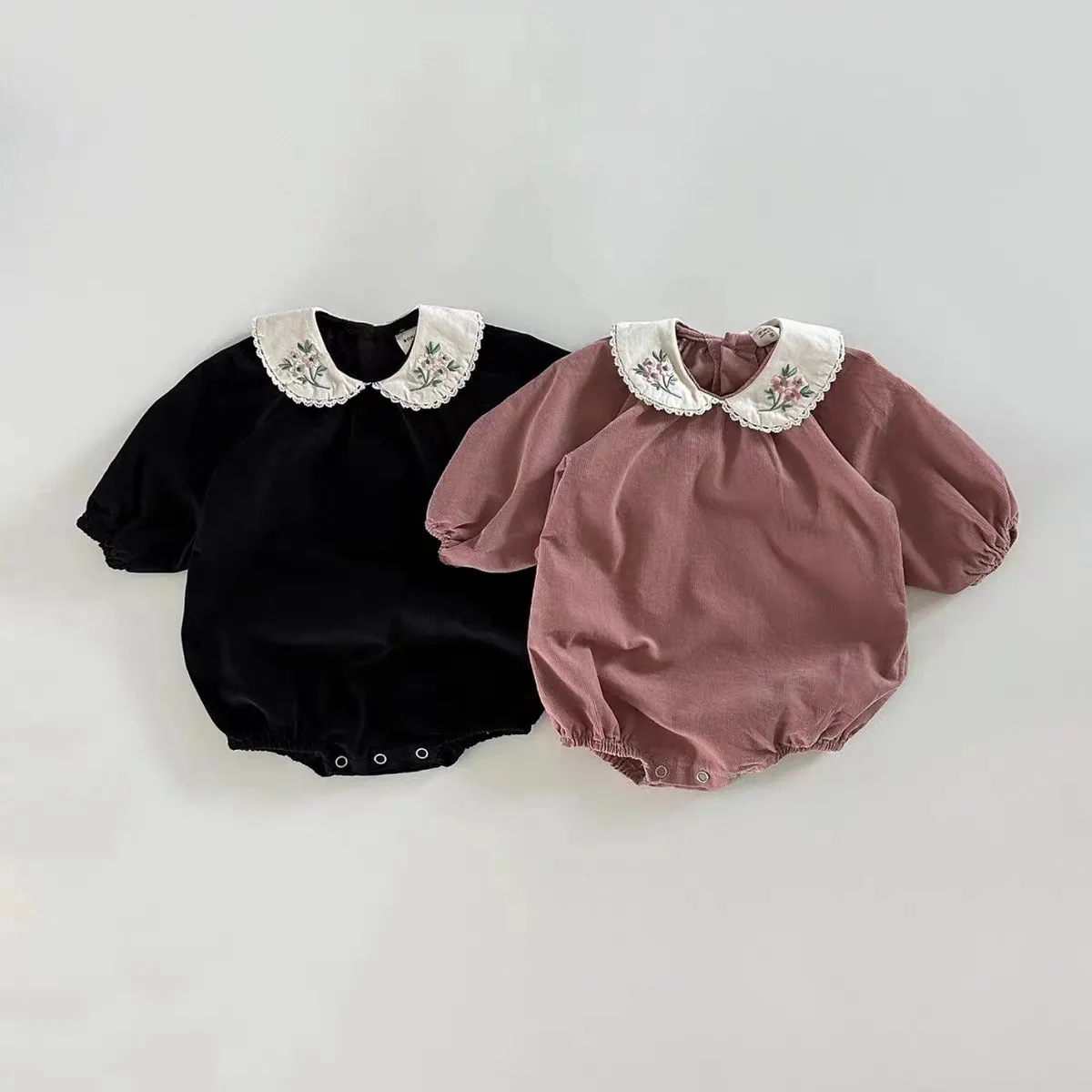 Top Trends: Autumn Infant Embroidery Flower Lace Collar Casual Long Sleeves Bodysuit Boy Girl Baby Simple Comfortable Loose Cotton Onesie Shoppable Styles