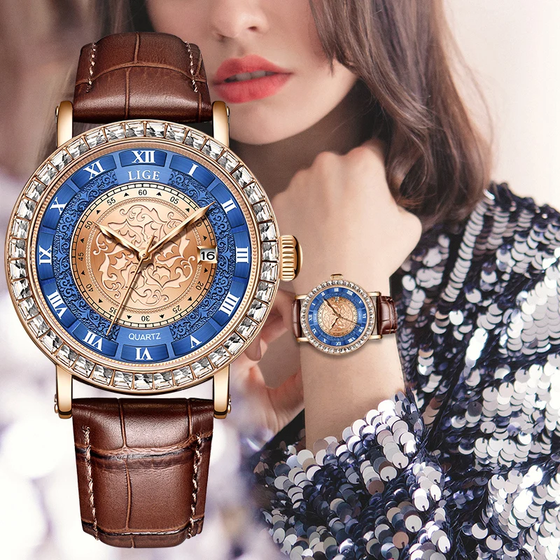 Top Trends: Luxury Women Watch With Diamond Elegant Brand Quartz Clock Leather Bracelet Watches Ladies Zircon Crystal Fashion Wristwatch Shoppable Styles