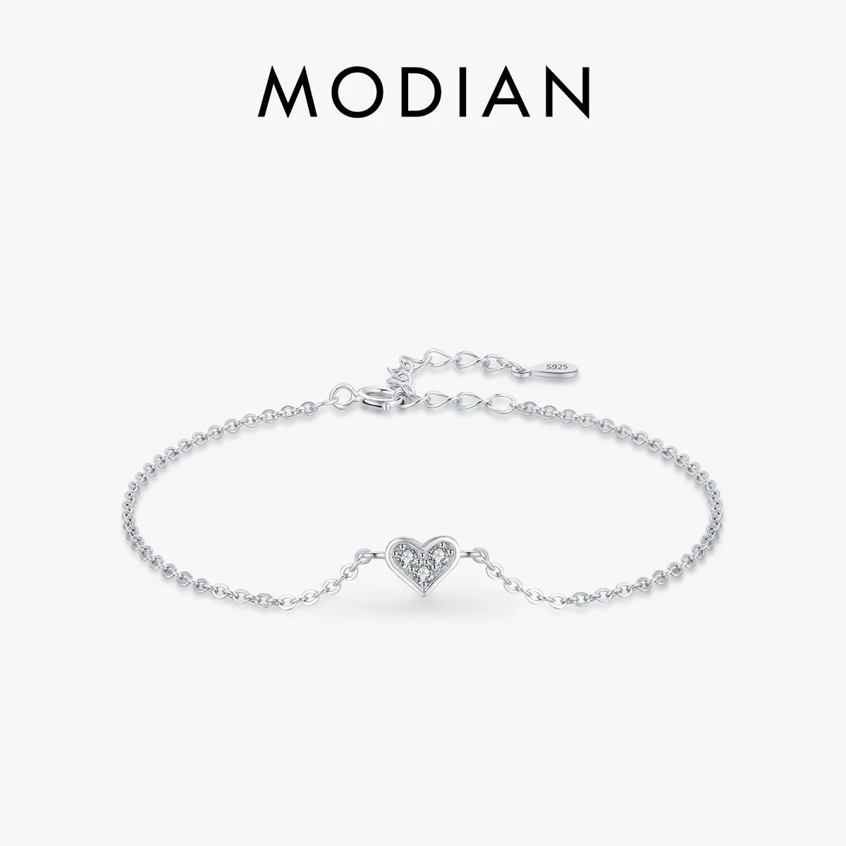 Top Trends: Modian 2023 New Design Real 925 Sterling Silver Heart CZ Bracelet Fashion Crystal Wedding Lady Classic Romantic Jewelry Shoppable Styles