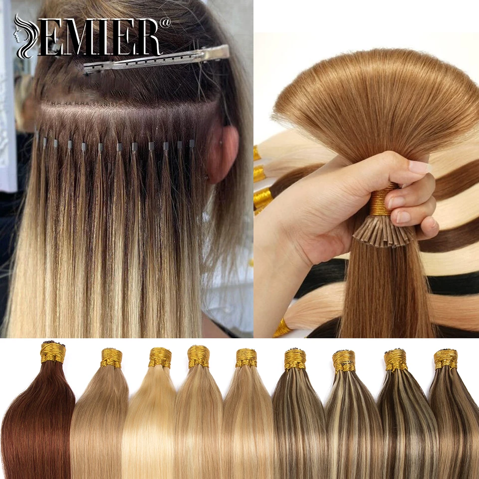 Top Trends: Straight I Tips Human Hair Extensions 50 Strands / Set Natural Color Extensions Keratin Capsule 12-26 Inches Highlight Fusion Itip Shoppable Styles