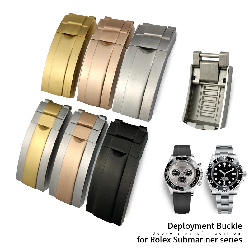 Top Trends: 9mm 16mm Stainless Steel Folding Buckle Glide Lock For Rolex Submariner Oysterflex Daytona GMT Watch Band Strap Deployment Clasp Shoppable Styles