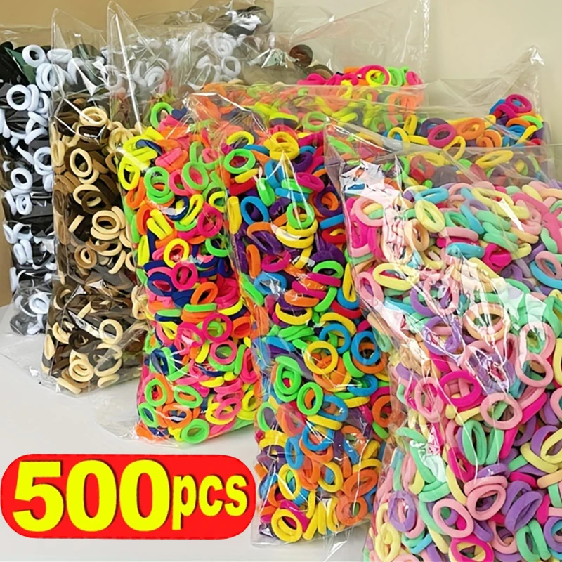 Top Trends: 100 / 500pcs Colorful Elastic Nylon Hair Bands For Women Child Nylon Scrunchie TiesRubber Band Elastic Hair Band Hair Accessories Shoppable Styles