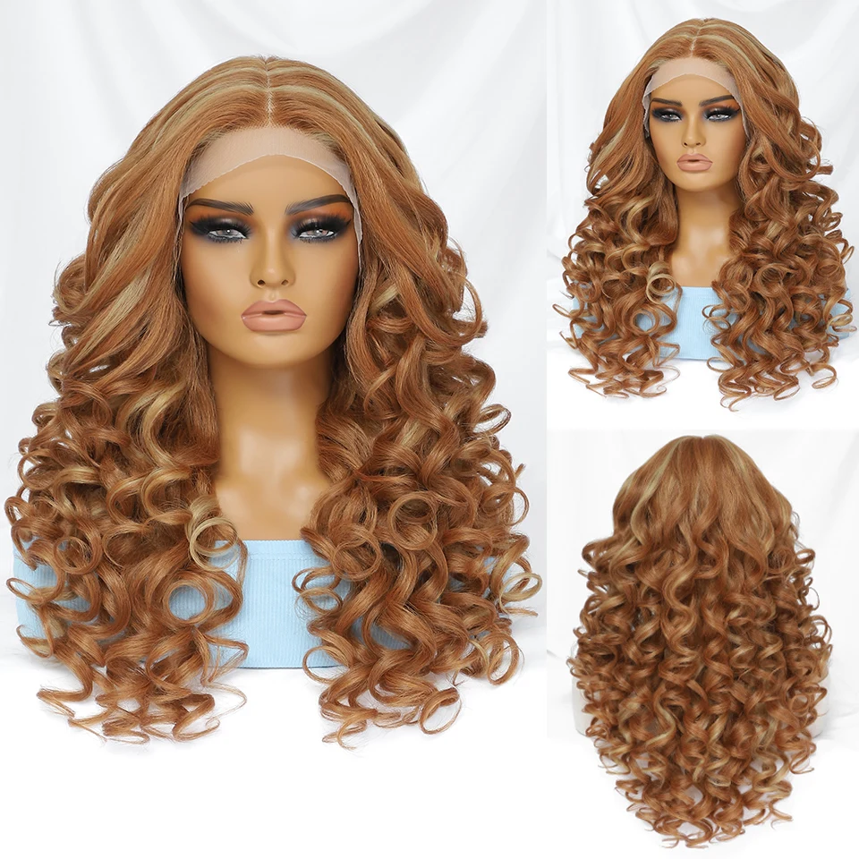 Top Trends: Curly Wig Synthetic Lace Front Wigs For Women Glueless Blonde Orange Black Brown Female Lace Wig Daily Use 13X4X1 Cosplay Hair Shoppable Styles