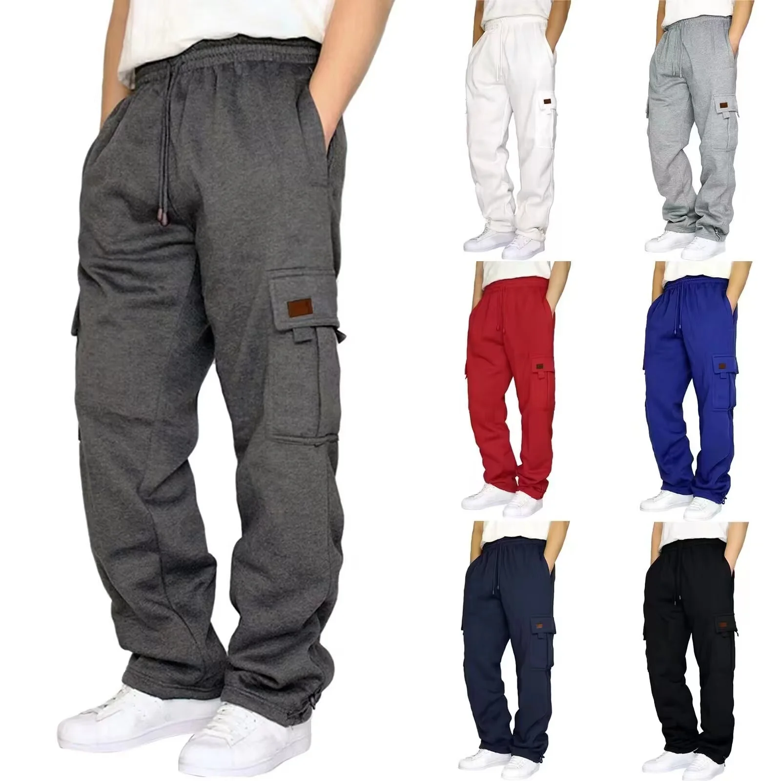 Top Trends: Autumn Winter Men Cargo Pants Work Trousers Stretch Waist Loose Multi Pocket Casual Trousers Pants Sports Outdoor Size S-5XL Shoppable Styles