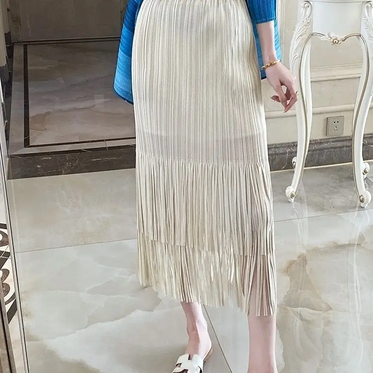 Top Trends: Pleated Drape Pleated Skirt For Women With High Waist And Slim Fringed Skirt, Solid Color Skirt, Spring / summer 2023 Shoppable Styles - Image 2