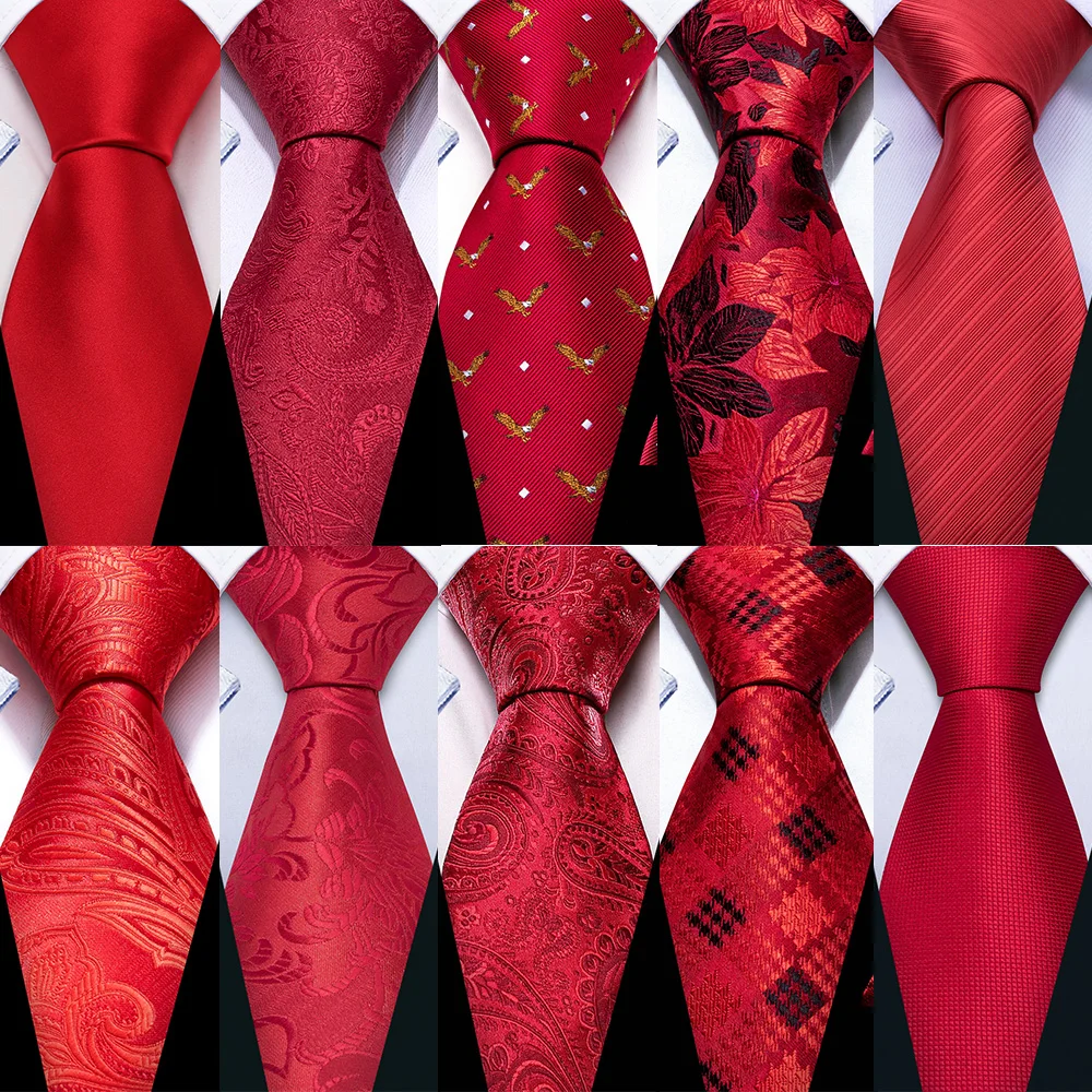 Top Trends: Exquisite Red Paisley Men Silk Tie High Quality Jacquard Woven Handkerchief Cufflinks Sets Groom Wedding Party Gifts Barry.Wang Shoppable Styles