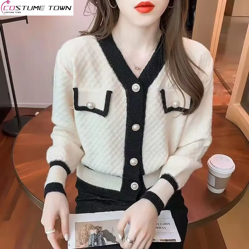 Top Trends: Cardigan Sweater Women&#039;s 2023 Spring And Autumn New Style Small Fragrant V-neck Coat Short Western-style Bottom Shirt Top Shoppable Styles