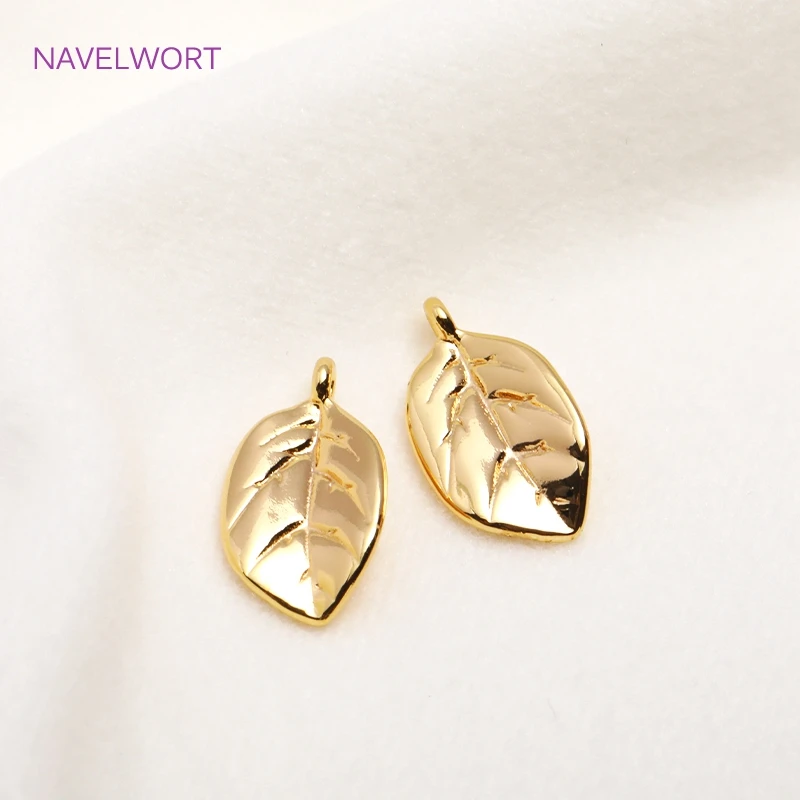 Top Trends: 14K Gold Plated Solid Leaves Pendants, Bulk Charms For Jewelry Making, Brass Metal Leaf Charms DIY Handmade Crafts Wholesale Shoppable Styles