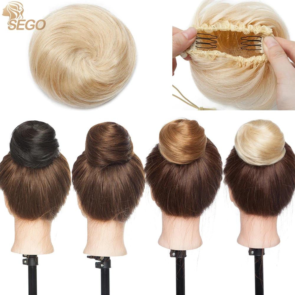 Top Trends: SEGO 100% Human Hair Bun Extension Donut Chignon Hairpieces For Both Women And Men Instant Up-Do Bun Drawstring Scrunchies Shoppable Styles