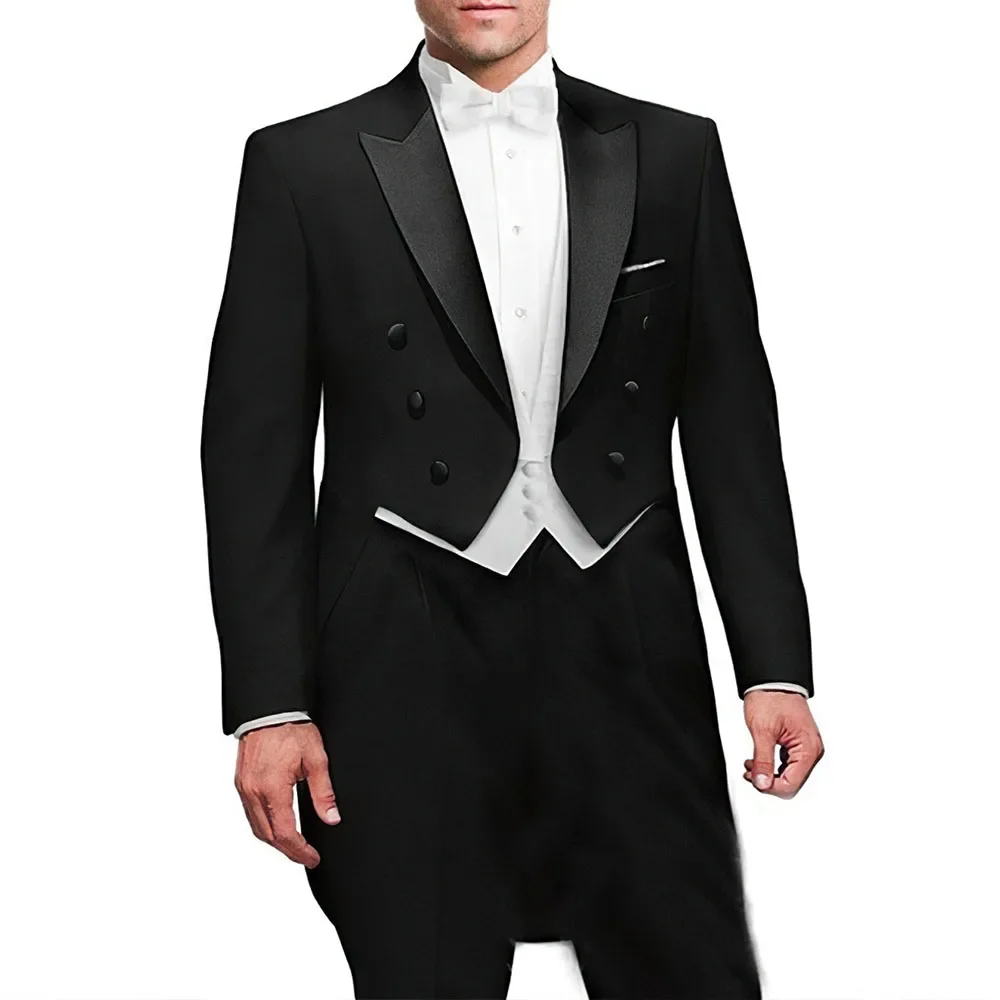 Top Trends: New Italian Tailcoat Design Men Suits For Wedding Prom (Jacket+ Pants+ Vest) Elgant Terno Men Suit Set Groomsmen Groom Tuxedos Shoppable Styles