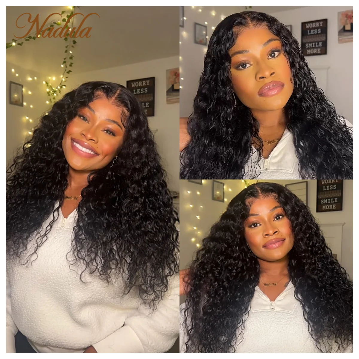 Top Trends: Nadula Hair Water Wave 7x5 Pre-Cut Lace Glueless Wig Wear Go Human Hair Wigs Natural Black Color 6x4.5 Pre Cut Bob Wig Shoppable Styles