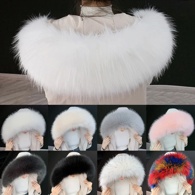 Top Trends: Multicolor Fake Fur Scarf For Women Faux Raccoon Fur Scarf Winter Hood Fur Decor Shawl Fashion Winter Coat Fur Collars Shoppable Styles