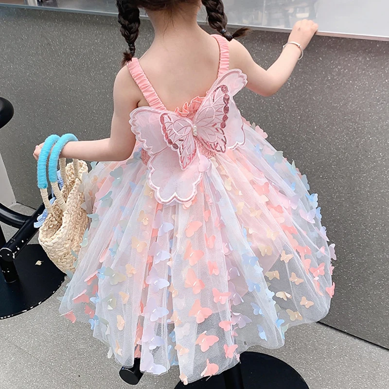 Top Trends: Baby Girls Princess Dress Clothes Backless Bow Wings Cute Gown Toddler Kids Birthday Party Elegant Butterfly Mesh Dress For Girl Shoppable Styles