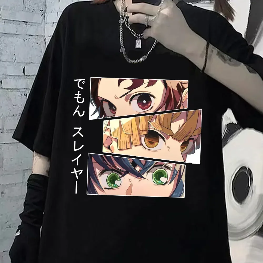 Top Trends: Anime T-Shirt Tanjirou Kamado Eyes Graphic Harajuku Cartoon Unisex T Shirt Male Demon Slayer Kimetsu No Yaiba Men&#039;s Tshirt Tops Shoppable Styles