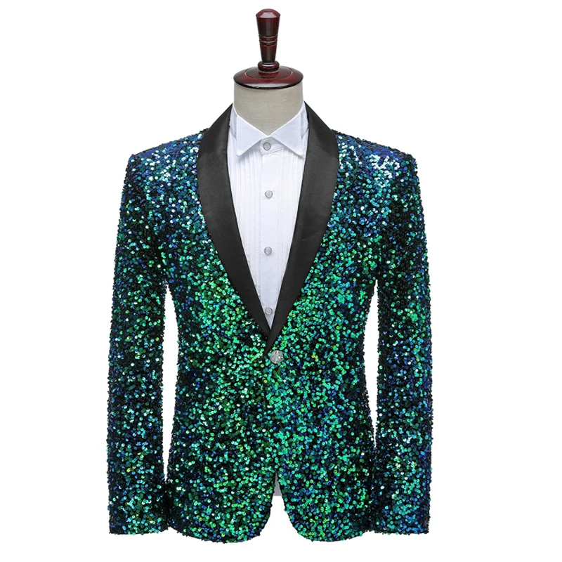 Top Trends: 2024 Men Shawl Collar One Button Blazer Shiny Sequins Bling Men's Blazers Mens Casual Party Stage Costumes Shoppable Styles - Image 2