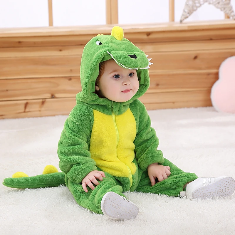 Top Trends: 5T Newborn Baby Green Dinosaur Pajamas Romper Boy Girl Infant Clothes Winter Warm Animal Costume Outfit Hooded Overalls Jumpsuit Shoppable Styles