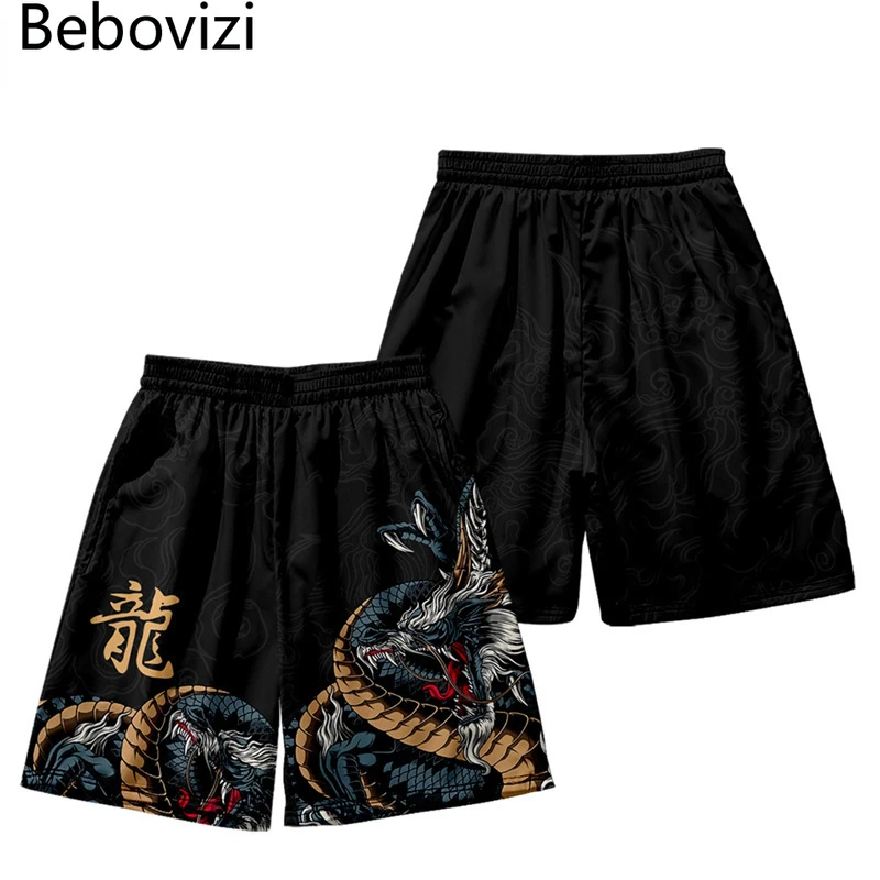 Top Trends: Summer Streetwear Beach Shorts Casual Chinese Dragon Print Men Women Elastic Waist Black Shorts Plus Size Shoppable Styles