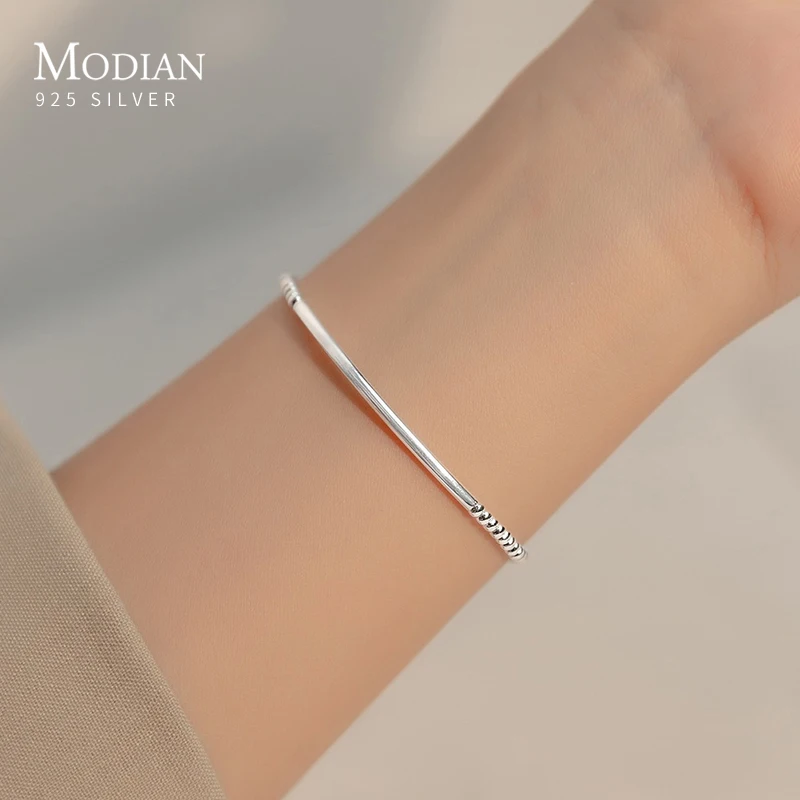 Top Trends: Modian Real 925 Sterling Silver Simple Heart Beads Bracelet For Women Platinum Plated Adjustable Bracelets Party Gift 16+ 3CM Shoppable Styles - Image 2