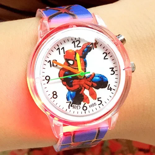 Top Trends: Disney Frozen Princess Spiderman Cartoon Children&#039;s Watch Silicone Belt Flash Quartz Wristwatch Kids Watches Birthday Gifts Shoppable Styles