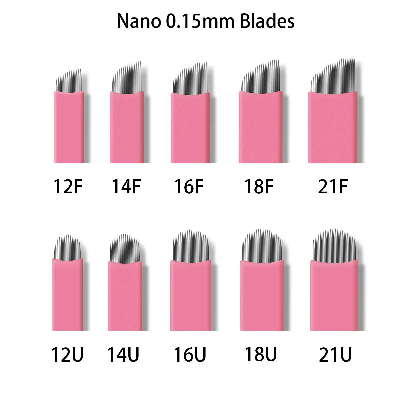 Top Trends: 50pcs / Box Pink Nano Blades Thin 0.15mm Microblading Flex U Shape Needles Permanent Makeup 3D Embroidery For Tattoo Manual Needle Shoppable Styles