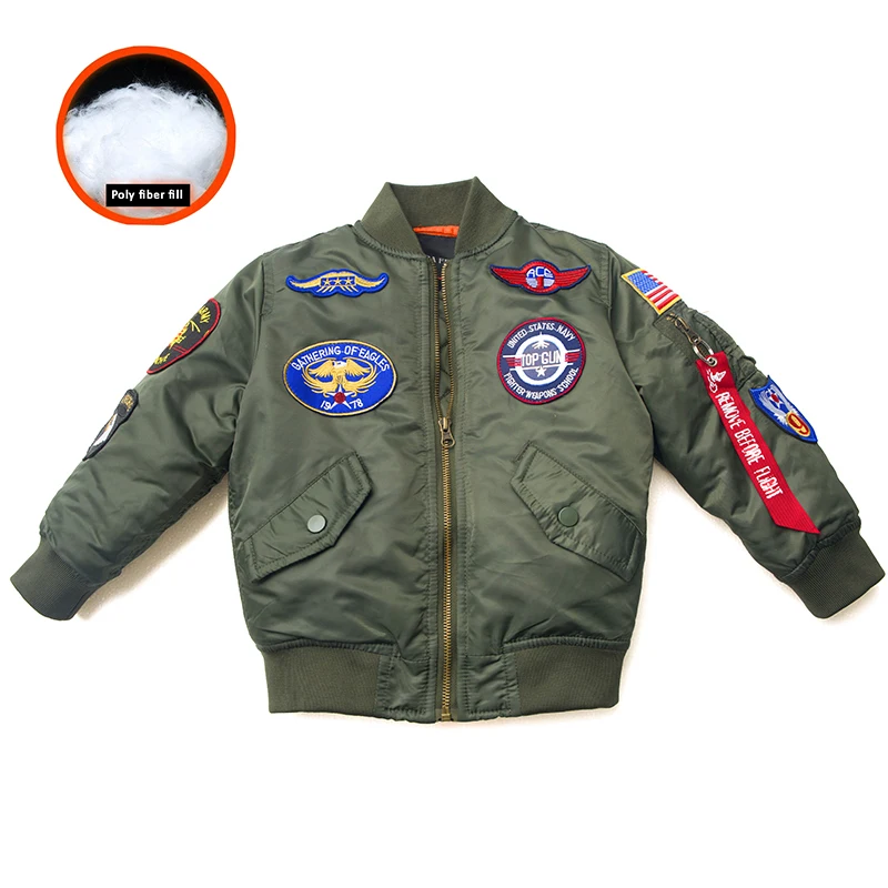 Top Trends: 2-12 Yesars Topgun Patched Children Winter Clothes Boys Girls Baby Kids Toddler US Army Ma-1 Bomber Flight Jackets Coats Shoppable Styles