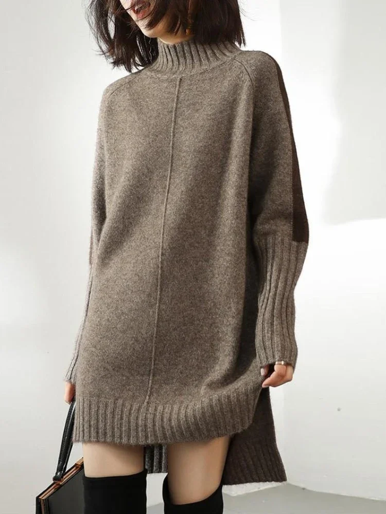 Top Trends: Sweaters For Women 2023 Autumn Winter New Half High Neck Mid Length Sweater Fashion Versatile Knitted Office Woman Jumper Shoppable Styles