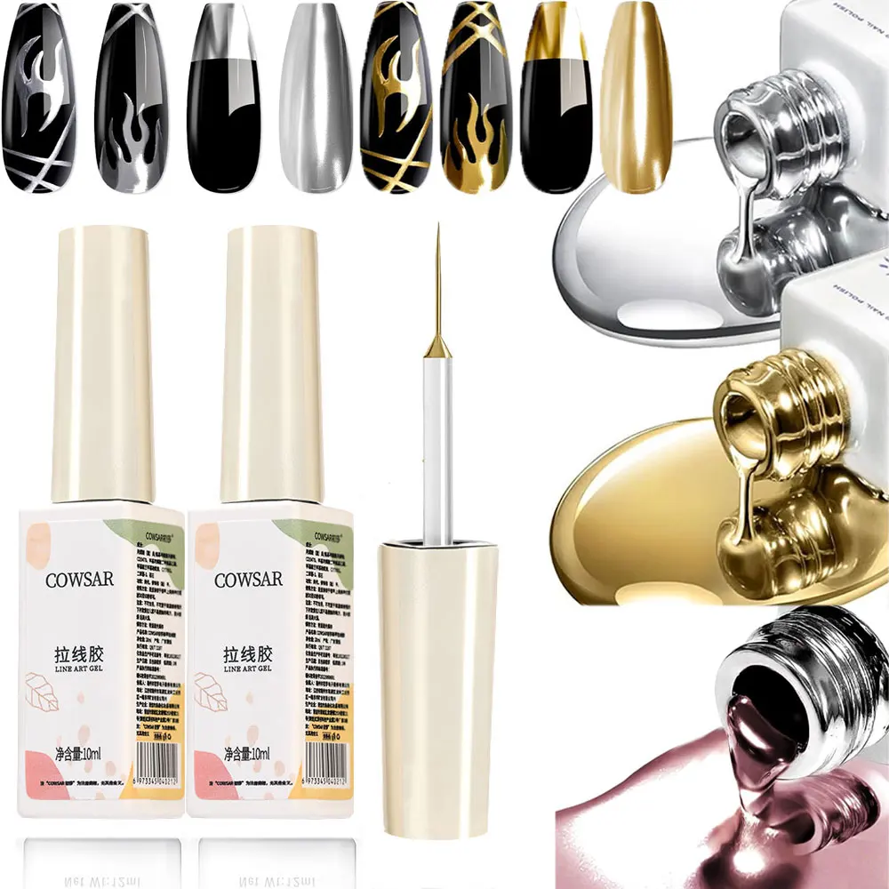 Top Trends: 10ml 5D Metallic Painting Nail Gel Silver / Gold Liner Polish Mirror Chrome Effect Gel Nail Polish Soak Off UV / LED Drawing Gel DIY Shoppable Styles