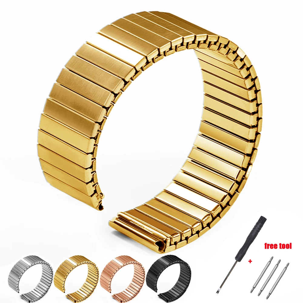 Top Trends: Expansion Watchband Elastic Stainless Steel Strap Women And Men Watch Accessories Belt Metal Stretch Bracelet 22mm Shoppable Styles