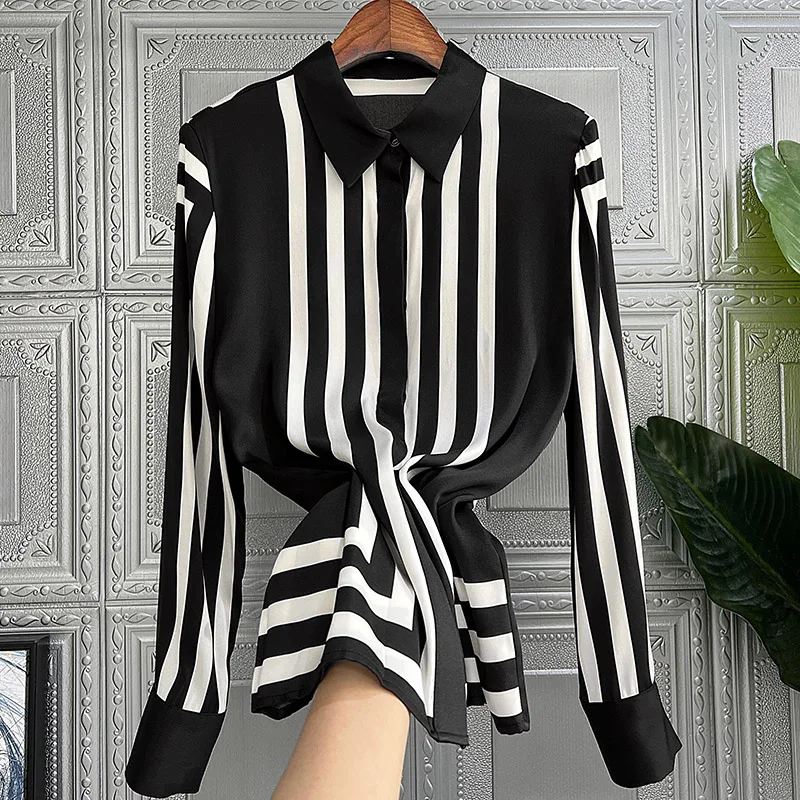 Top Trends: Summer Casual Women's Blouse Stripe Long Sleeve Turndown Collar Buttons Shirt Shoppable Styles