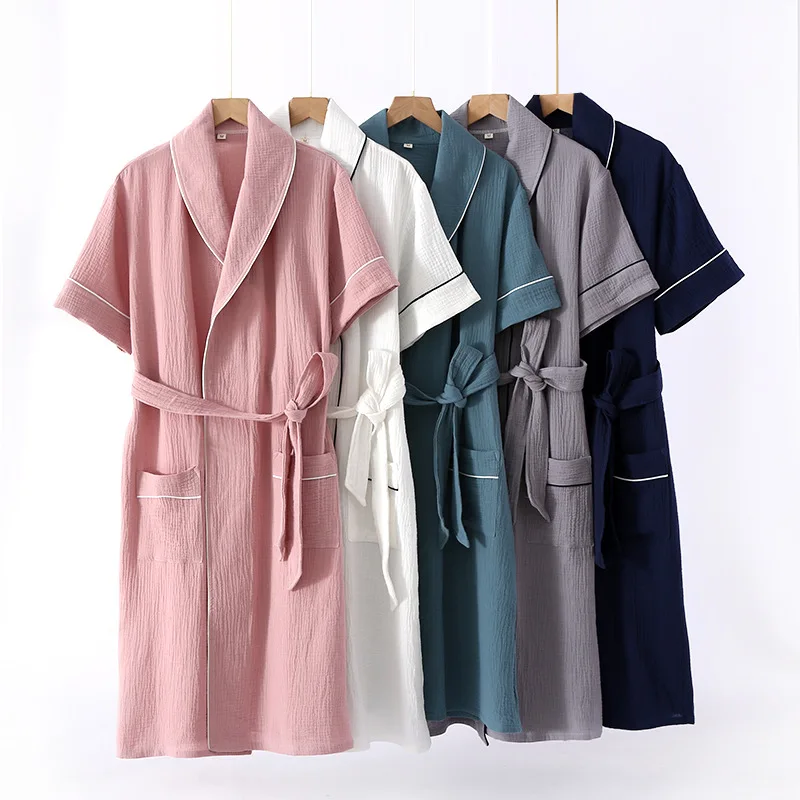 Top Trends: Belt Design Female Bathrobe Pure Cotton Women Robes Spring Summer Short Sleeve Underwear Kimono Bride Dressing Gown Shoppable Styles