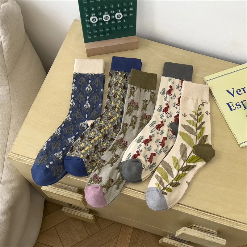 Top Trends: Cotton Casual Breathable Korea Harajuku Retro Woman Floral Vintage Socks Novelty Ethnic Kawaii Elegant Ladies Girls Sox Gift Shoppable Styles