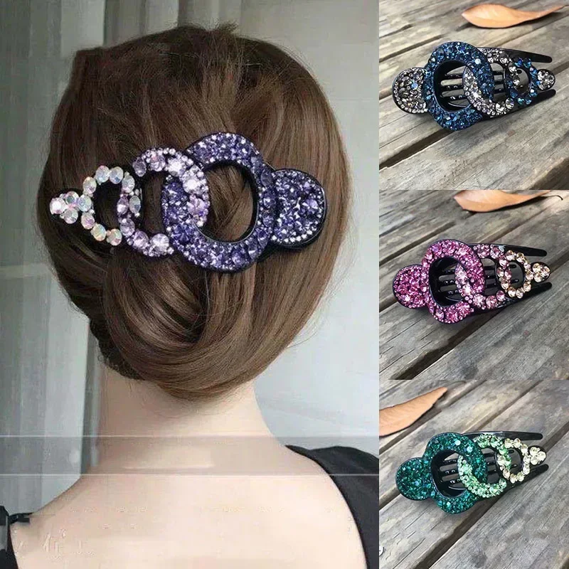 Top Trends: 11cm Geometry Rings Rhinestone Women Hairpin Hair Claw Large Size Multicolour Rhinestone Hair Clip Fashion Hair Accessory Shoppable Styles