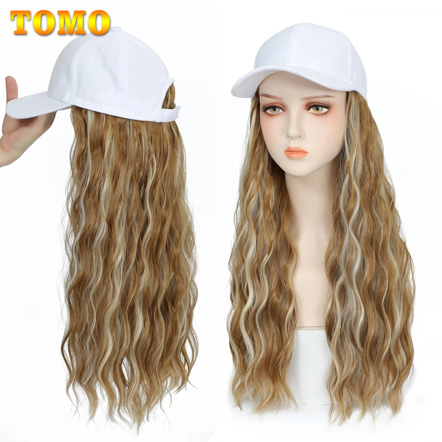 Top Trends: TOMO Baseball Cap With Curly Synthetic Hair Extensions For Women Long Water Wave Adjustable Hat Wig Wavy Hairstyle For Daily Use Shoppable Styles