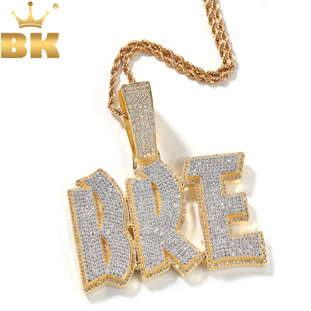 Top Trends: THE BLING KING Double Layer Initial Letters Pendant Micro Paved Cubic Zirconia Personalized NamePlate Necklace Hiphop Jewelry Shoppable Styles