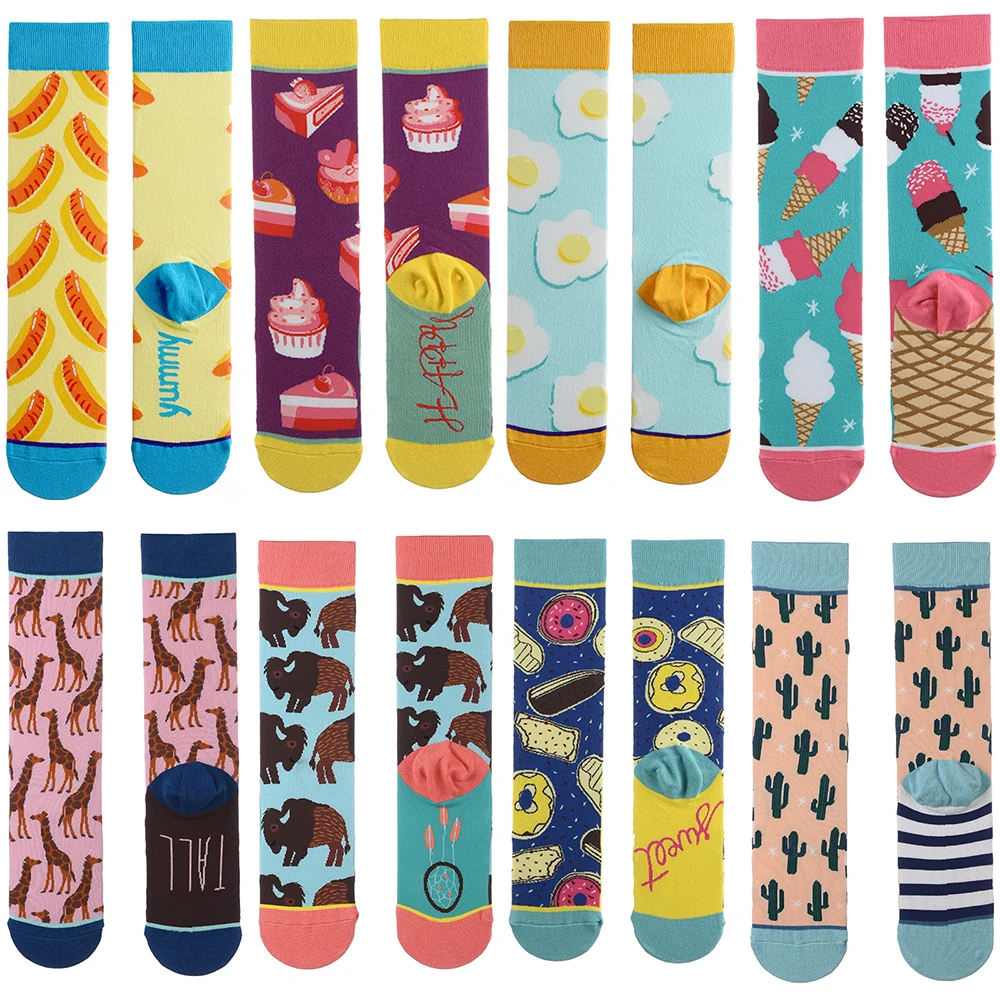 Top Trends: Socks Female Autumn And Winter Models Straight Socks Ice Cream Biscuit Food Cartoon Cotton Long Tube Cotton Socks Straight Socks Shoppable Styles