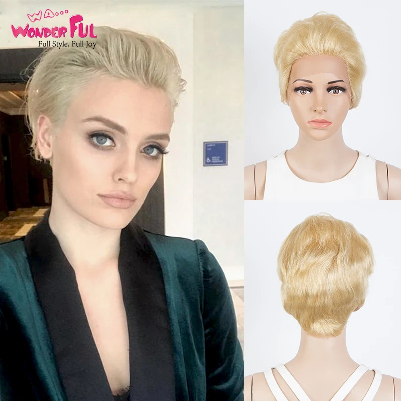 Top Trends: Lace Front Human Hair Wigs Short Pixie Cut Fashion Wig Rebecca Natural Color Wig Wavy Wig For Women Brazilian Remy Hair Wig Shoppable Styles