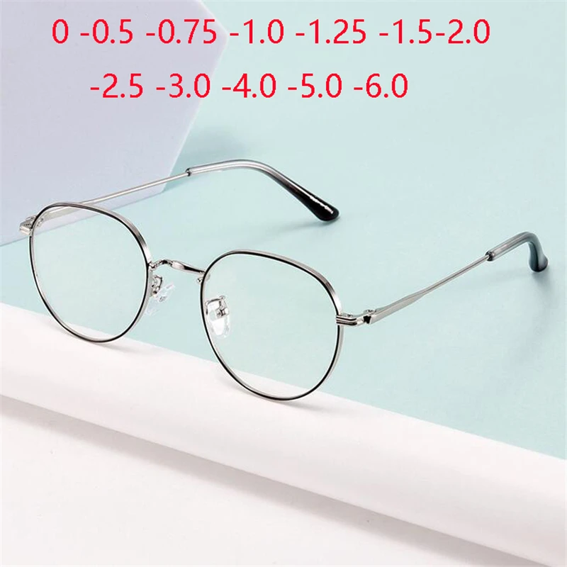 Top Trends: Metal Anti Blue Light Polygon Myopia Glasses Finished Women Men Photochromic Gray Prescription Eyeglasses 0 -50 -75 -100 To -400 Shoppable Styles