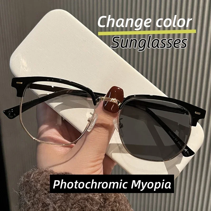 Top Trends: Intelligent Photochromic Sunglasses Retro Minus Diopter Eyewear Unisex Blue Light Blocking Optical Eyewear Women Myopia Glasses Shoppable Styles