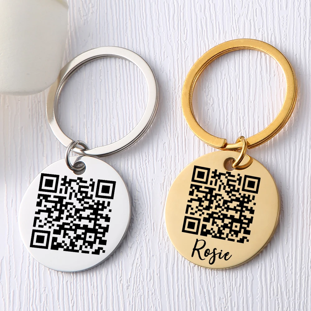 Top Trends: Personalized QR Code Keychain, Stainless Steel QR Code Laser Engraved, Couples Keychain, Wedding Gift, Custom Scan For Personal Shoppable Styles