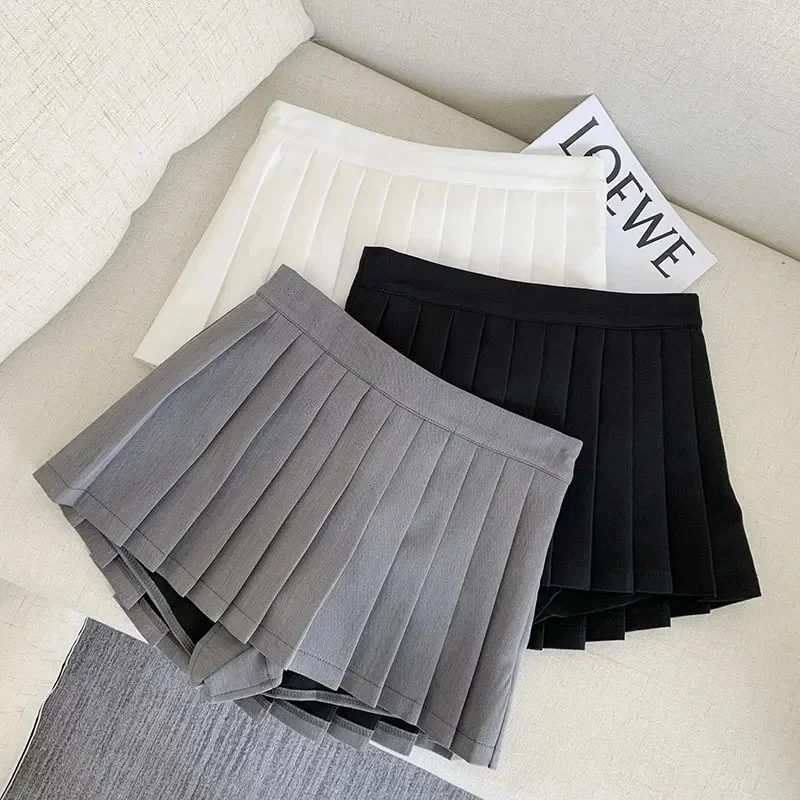 Top Trends: HOUZHOU Pleated Mini Skirt Women Sexy High Waist Asymmetrical Slim A-line Micro Skirt With Shorts Korean Streetwear Y2k Skort Shoppable Styles - Image 6