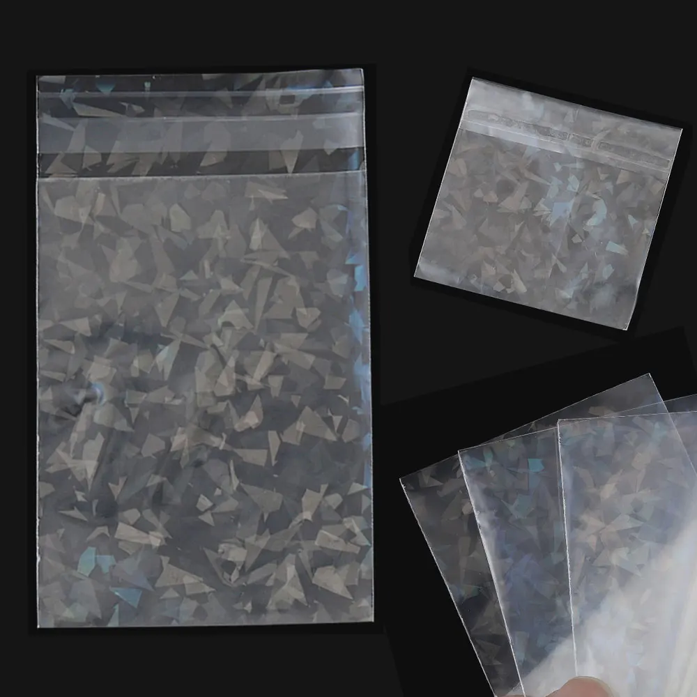 Top Trends: 50pcs Clear Holographic Laser Self-adhesive Bag Plastic Pouches For Jewelry Retail Display Packaging Flash Holographic Bag Shoppable Styles