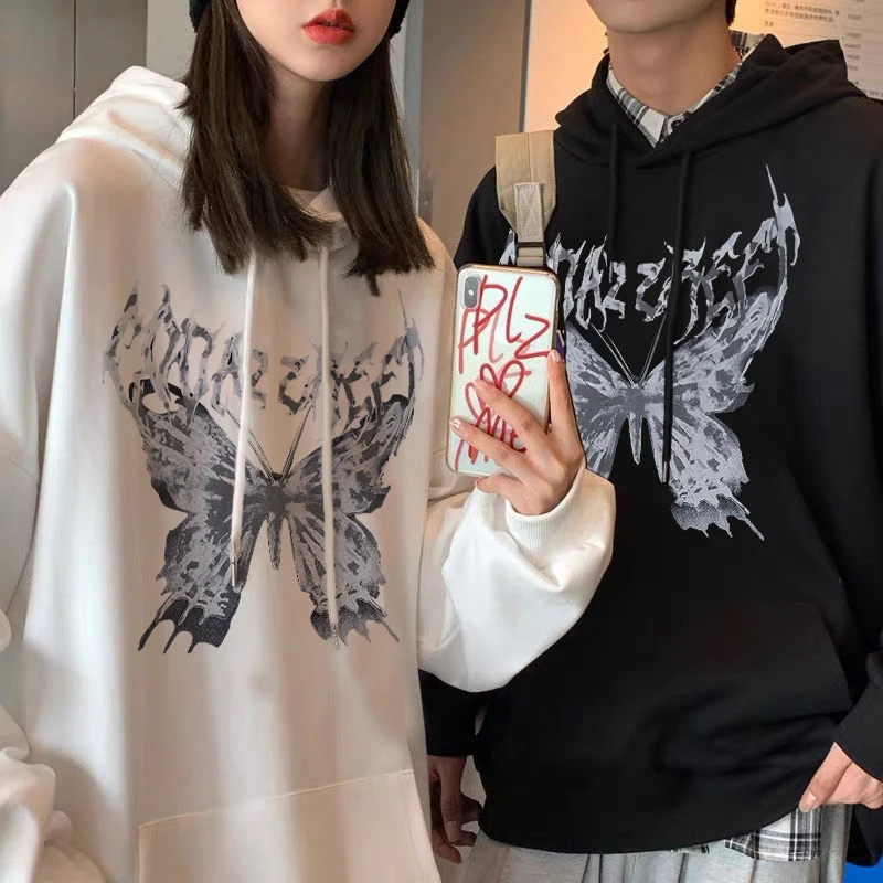 Top Trends: Sweatshirt Hip-hop Streetwear Hoodie Harajuku Dark Butterfly Sweatshirt Women Couple Jacket Gothic Harajuku Y2k Oversized Hoodie Shoppable Styles