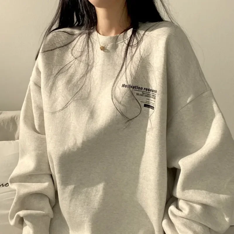 Top Trends: HOUZHOU Harajuku Sweatshirts Women Korean Fashion Oversize New Hoodie Casual Round Neck Pullover Vintage Letter Print Aesthetic Shoppable Styles